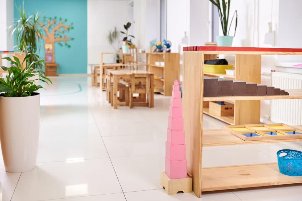 Montessori kindergarten classroom setup at The Till Academy in Red Oak, TX.